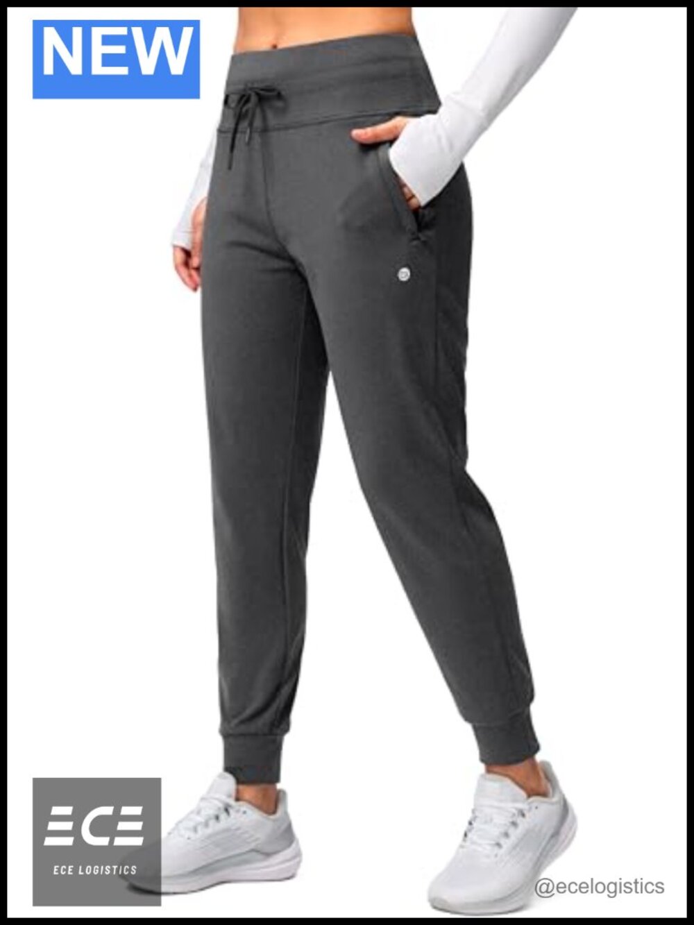 Fleece Lined Joggers Water Resistant Hiking Pants High Waist Zip Pockets